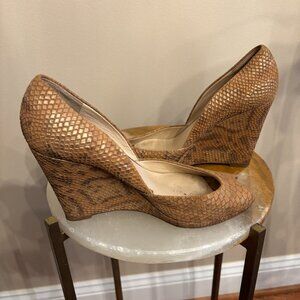 Michael Kors Snake Skin Animal Print Wedge Heel Peep Toe Size 9